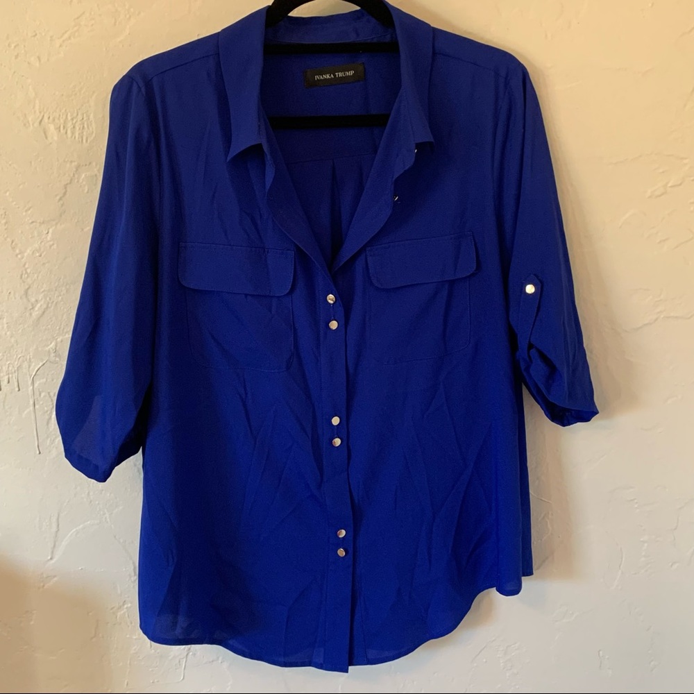 Ivanka Trump blouse, gold buttons